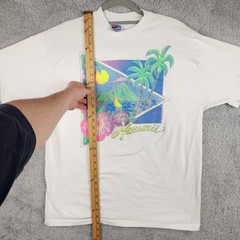 Vintage Hawaii Shirt Mens XL White Tropical Sunset Graphic 90s Floral Sailboat