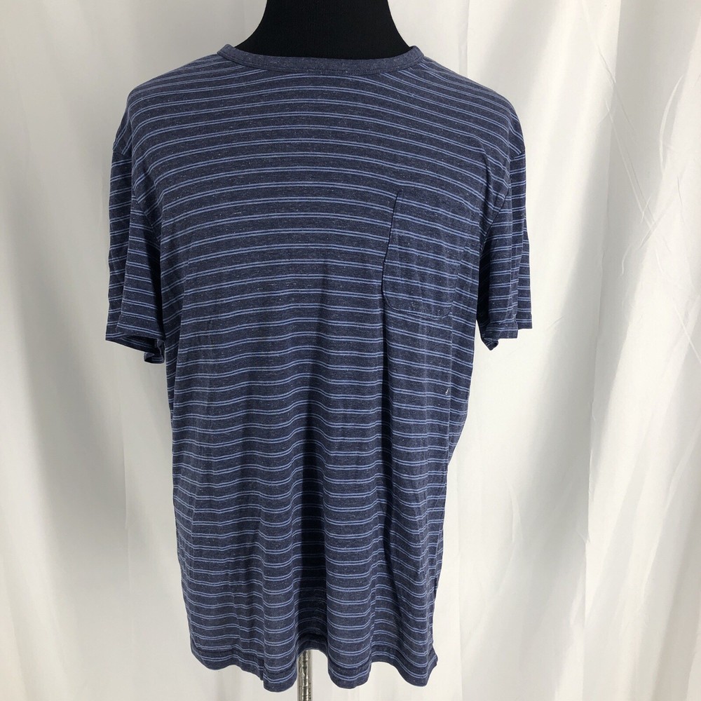 Jachs T Shirt Mens XL Blue Pin Stripes Pocket Crew Neck
