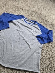Facebook Shirt Mens XL Gray Blue Raglan 3/4 Sleeve Baseball Tee Logo LAT