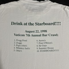 Vintage Rehab Is For Quitters Vatican Bar Crawl Shirt Men Fashion Victim XL 90s