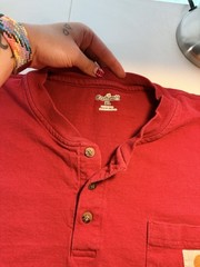 Carhartt Men’s Short Sleeve Pocket T Shirt Red Two Button Size XL