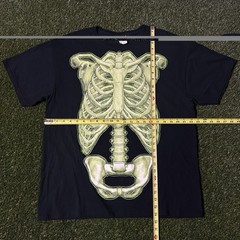 Y2K Neon Green Skeleton Ribcage Glow In The Dark Graphic T-Shirt Size XL