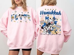 Mickey and Friends Happy Hanukkah Disneyland Family Christmas Unisex Tee 82901
