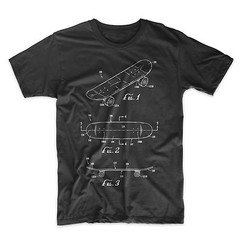 Skateboard Patent T-Shirt. Skateboarding Cotton Shirt. Black White or Gray NEW