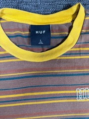 HUF Striped Knit T-Shirt Brown and Yellow Multi Stripe