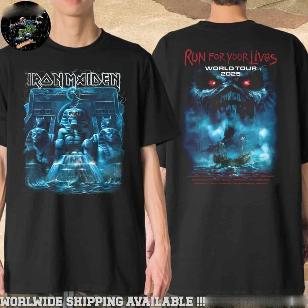 Iron Maiden Run For Your Lives 2025 Tour Rime of the Ancient.M Merch T-Shirt