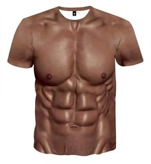 Muscle 3D T-shirt Muscle Tattoo Print T-shirt For Summer Beach Holiday Men Short