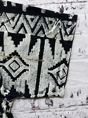 Vintage LA Destination Black Geometric Pattern Hand Made T Shirt Men’s Size 3XL