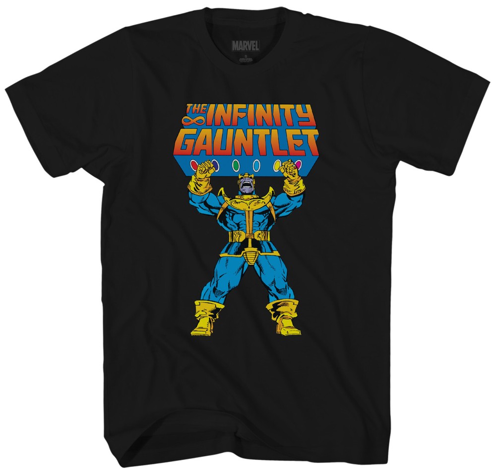 Marvel Thanos Infinity Guantlet Men’s Black T-Shirt New
