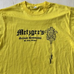 Vintage Metzger’s Restaurant Shirt Mens XL Yellow Tee T-Shirt Screen Stars