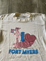 Vintage 1981 Pink Panther Fort Myers Shirt White M Cartoon Comic TV USA 80s