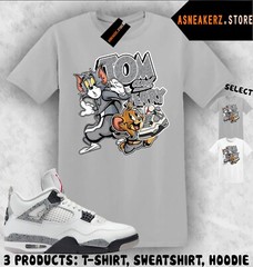 Shirt To Match AJ 4 White Cement 2025 Sneaker Matching Sneakerhead Cat And Mouse