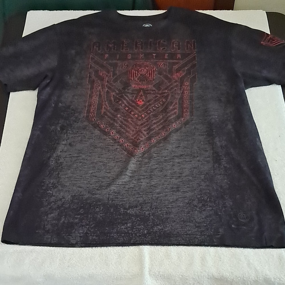 American Fighter Black Graphic Print Logo T-Shirt Men’s 2XL Crew Neck