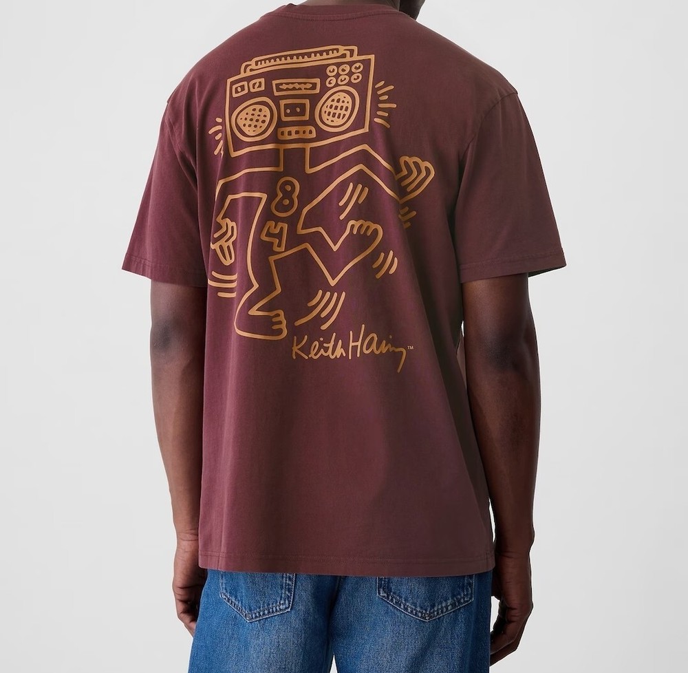 New Keith Haring Boom box 84 Figure Mens Medium Pop Street Art Soft Cotton Tee