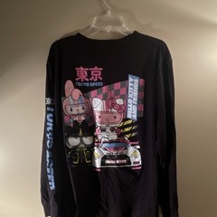 Sanrio Hello Kitty & Friends Tokyo Speed Men’s Black Crew Neck T-Shirt XL