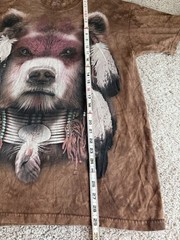 The Mountain Warrior Bear Tye Dye Tshirt Sz LG, Nature Liquid Blue Native