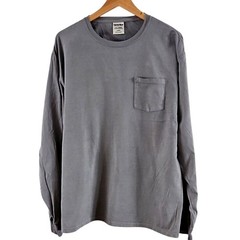 ComfortWash by Hanes Long Sleeve Pocket T-Shirt Gray Size Large 100% Cotton