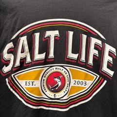Salt Life T-Shirt Mens Medium Black Long Sleeve Spellout Sleeve Pre-Shrunk NEW