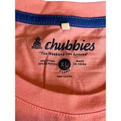 Chubbies Mens XL Pink The Weekend Has Arrived Palm Tree Graphic T-Shirt Coral