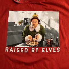 Elf “Raised By Elves” Red T- Shirt Men’s Large NWTs