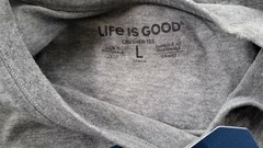 Life Is Good SS Shirt Vintage Crusher Tee LIG COIN Gray Red Blue Chest46 Mens L