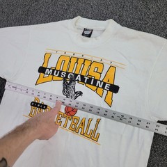 Vintage Louisa Muscatine IA High School Basketball Shirt XL White Single Stitch