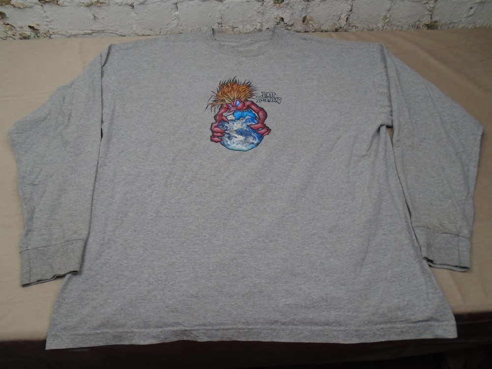 JNCO Jeans Freakshow Vintage T Shirt Size XL Gray Back Hit Long Sleeve Tee