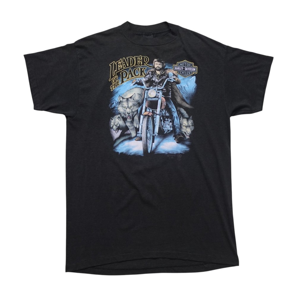 VTG 3D EMBLEM HARLEY DAVIDSON STURGIS 50TH 1990 LEADER OF THE PACK T-SHIRT XL