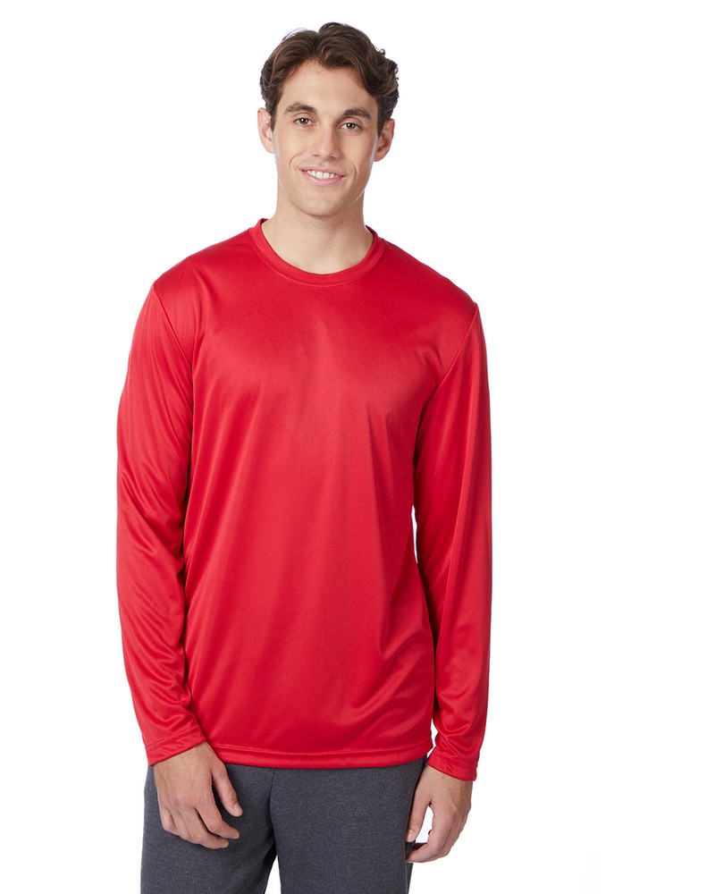 Hanes Adult Cool DRI with FreshIQ Long Sleeve Performance Stylish T Shirt 482L