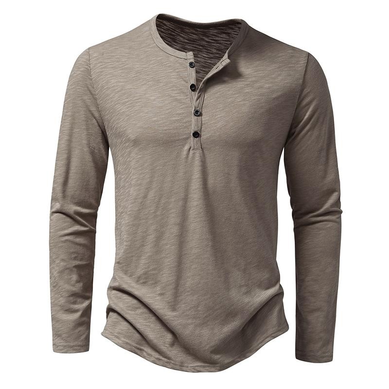 Camisa De Manga Larga Moda Lujo Camiseta Elegante Algodón Cuello V Para Hombres