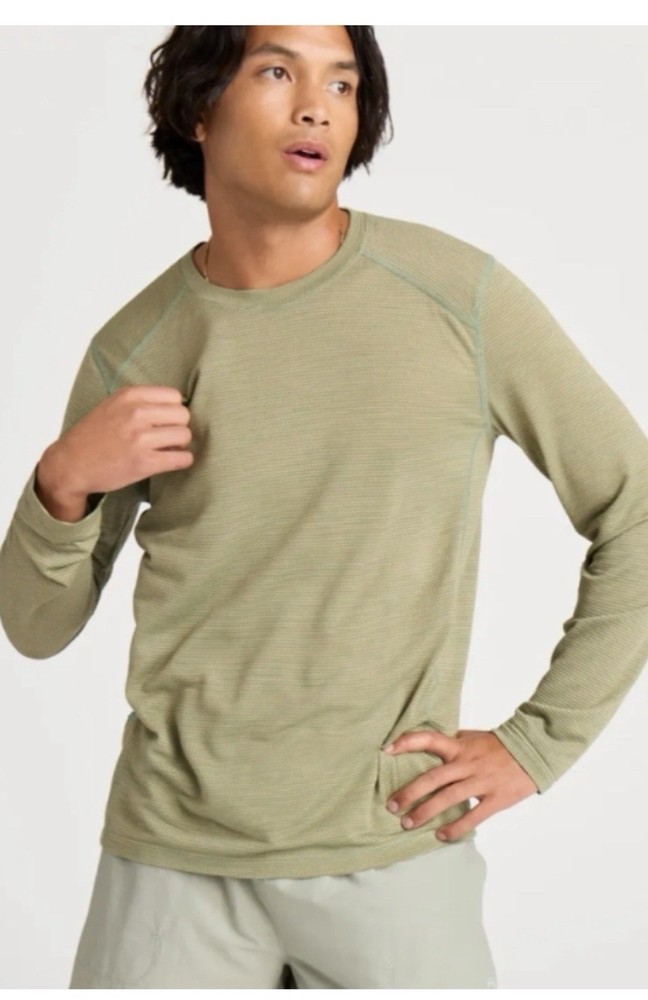 Allbirds Natural Run Long Sleeve Shirt Mens Size Large Green Merino Wool Blend