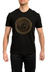 Versace Men’s Gold Logo Medusa Embellishment Crewneck T-Shirt US L IT 52