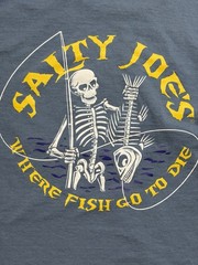 Salty Joes Long Sleeve T Shirt M Blue Skeleton Fishing Graphic Beach Outdoor