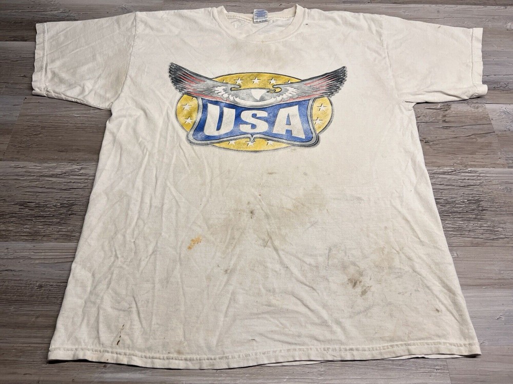 Vintage Faded Graphic T-Shirt American Flag Bald Eagle Patriotic Blue Angels XL