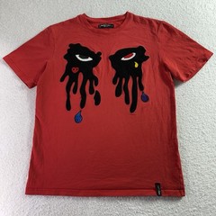 Roku Studio T-Shirt Men Size M Embroidered Tear Drop Eyes Deep Red
