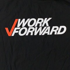 Bella Canvas Adult Size Large Black Work Forward Logo Graphic Short Sleeve Tee
