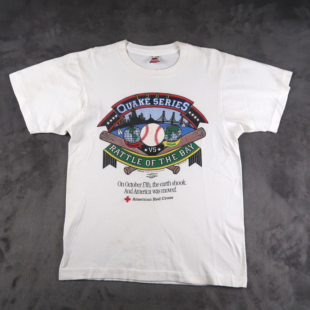 VTG 80s 1989 MLB World Series Battle of the Bay Quake Series White T-Shirt M