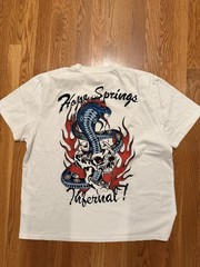 AllSaints Men’s L White Relaxed Fit Snake Skull Graphic Logo Crew Neck T-Shirt