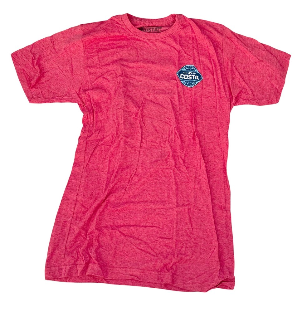 Costa Del Mar T-Shirt Top Men’s Size M Long Sleeve Logo 100% Cotton Red Blue