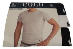 3 POLO RALPH LAUREN S M L XL SLIM FIT COTTON BLACK WHITE BLUE CREW NECK T SHIRTS