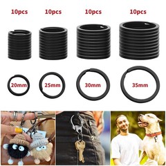 40 Pack Black Key Ring Keychain Assorted in 4 Sizes Metal Round Split Key Cha…