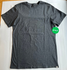 Pact Men’s Organic Cotton Softspun Crew Neck T-Shirt – Charcoal Heather – Small