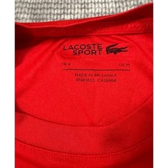 Lacoste Sport Mens Colorblock T-Shirt Red White Blue Stripe Crewneck Logo Tee