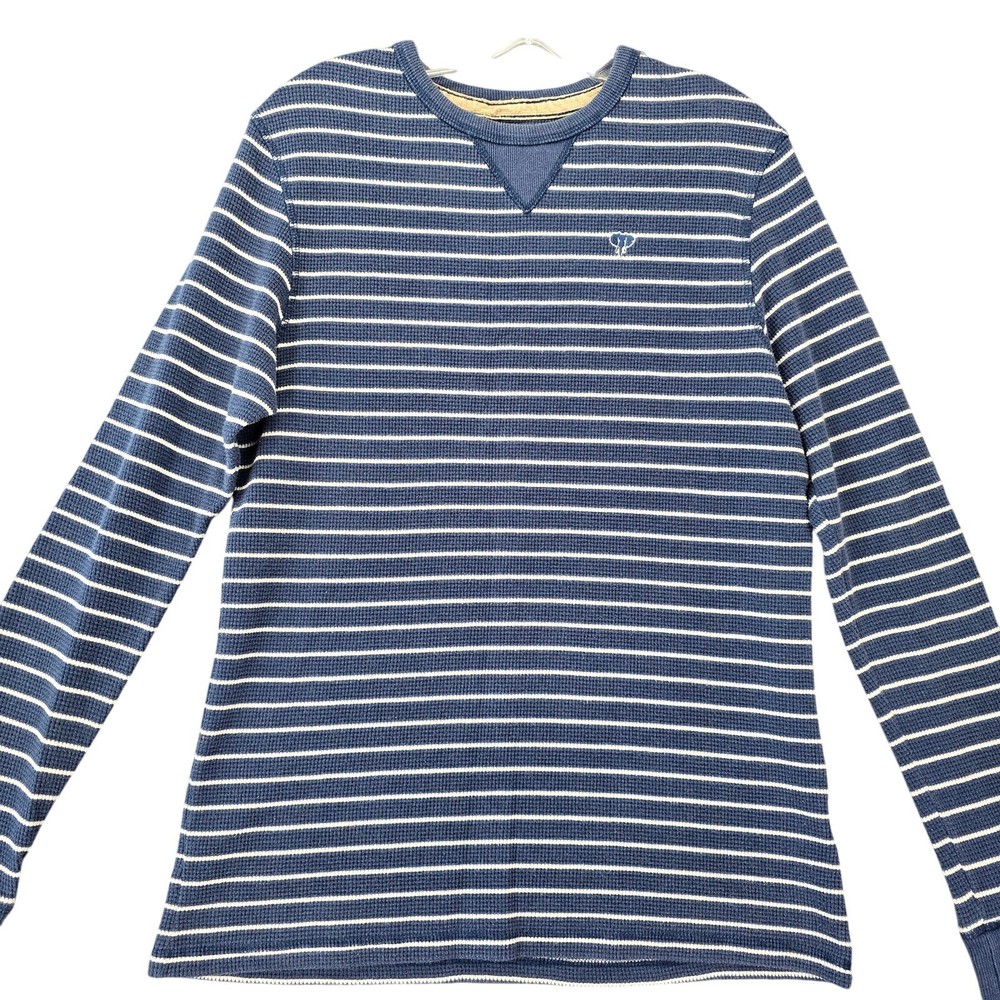 Ditch Plains Blue Shirt Striped Thermal Waffle Knit Long Sleeves Top Mens Size M