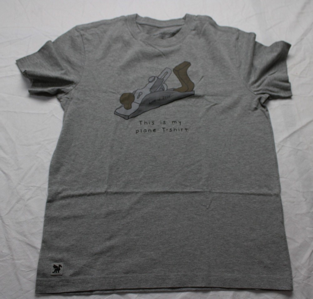 Life Is Good Men’s Plane Short Sleeve T-Shirt CN6 Heather Gray Small NWT
