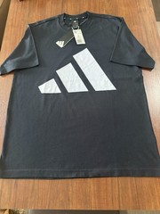 Adidas Men’s Black and White Large Size Performance Logo T-Shirt