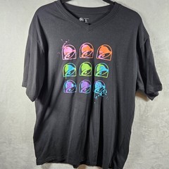 Taco Bell T-Shirt Mens Large Black Short Sleeve Colorful Bells Employee