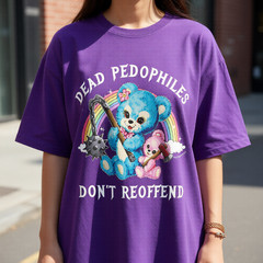 Funny Pastel Bear Graphic Tee Vintage Dyed Oversized T-Shirt Dark Humor Punk Top