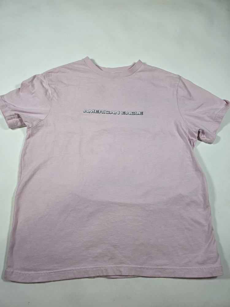 American Eagle Shirt Adult Large Pink Spellout Big Logo Graphic Tee Cotton Mens
