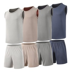 2-Piece Men’s Set Round Neck Short Sleeved Set Solid Color Mesh Summer Quick Dry
